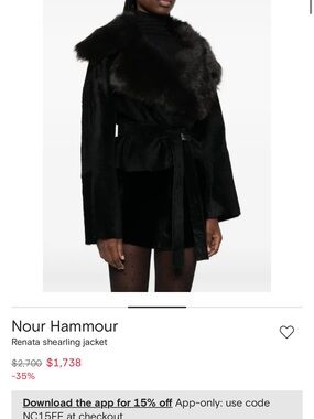 Nour Hammour Renata Women's Dark Brown Black fur shearling Coat M